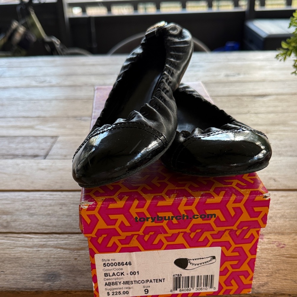 Tory Burch Black Patent Flats